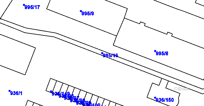 Parcela st. 995/16 v KÚ Rochlice u Liberce, Katastrální mapa