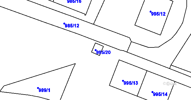 Parcela st. 995/20 v KÚ Rochlice u Liberce, Katastrální mapa