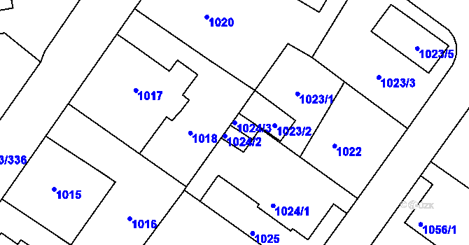Parcela st. 1024/3 v KÚ Rochlice u Liberce, Katastrální mapa