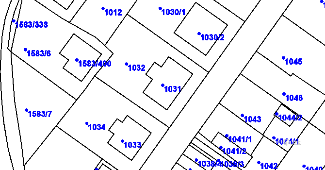 Parcela st. 1031 v KÚ Rochlice u Liberce, Katastrální mapa