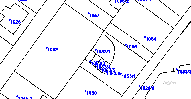Parcela st. 1053/2 v KÚ Rochlice u Liberce, Katastrální mapa