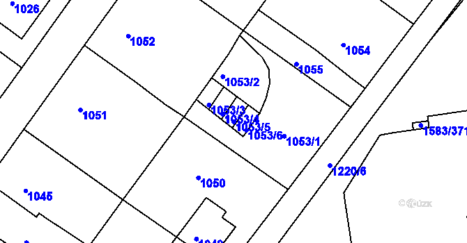 Parcela st. 1053/5 v KÚ Rochlice u Liberce, Katastrální mapa