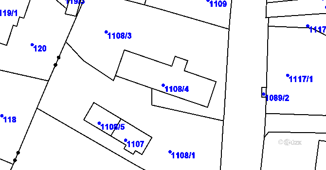 Parcela st. 1108/4 v KÚ Rochlice u Liberce, Katastrální mapa