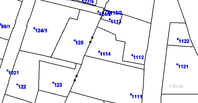 Parcela st. 1114 v KÚ Rochlice u Liberce, Katastrální mapa