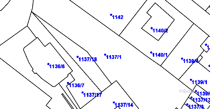 Parcela st. 1137/1 v KÚ Rochlice u Liberce, Katastrální mapa