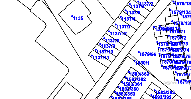 Parcela st. 1137/10 v KÚ Rochlice u Liberce, Katastrální mapa