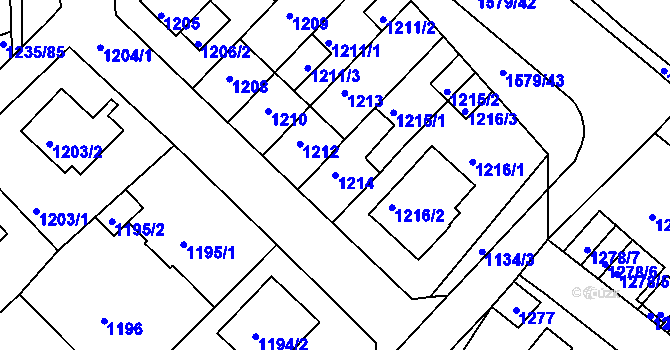 Parcela st. 1214 v KÚ Rochlice u Liberce, Katastrální mapa
