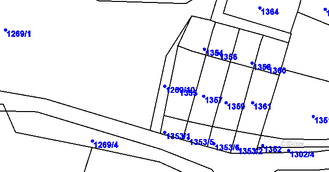 Parcela st. 1269/10 v KÚ Rochlice u Liberce, Katastrální mapa