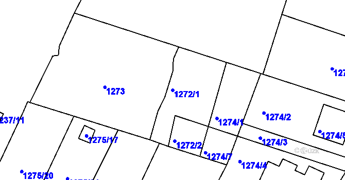 Parcela st. 1272/1 v KÚ Rochlice u Liberce, Katastrální mapa