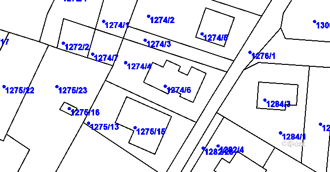 Parcela st. 1274/6 v KÚ Rochlice u Liberce, Katastrální mapa