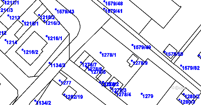 Parcela st. 1278/1 v KÚ Rochlice u Liberce, Katastrální mapa