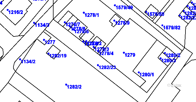 Parcela st. 1278/4 v KÚ Rochlice u Liberce, Katastrální mapa
