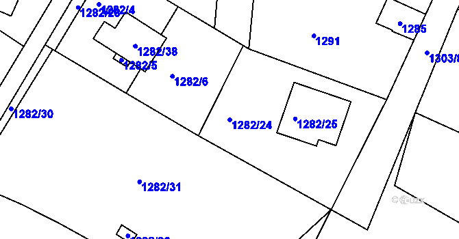 Parcela st. 1282/24 v KÚ Rochlice u Liberce, Katastrální mapa