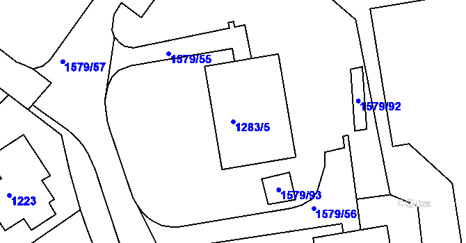 Parcela st. 1283/5 v KÚ Rochlice u Liberce, Katastrální mapa