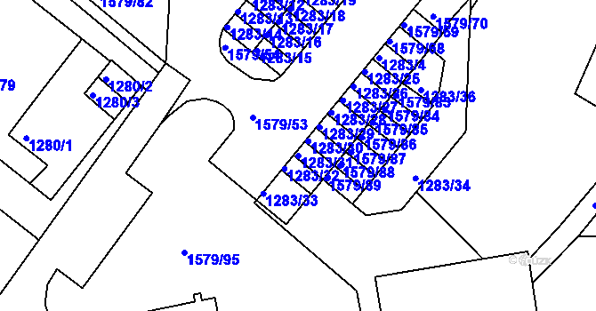 Parcela st. 1283/31 v KÚ Rochlice u Liberce, Katastrální mapa