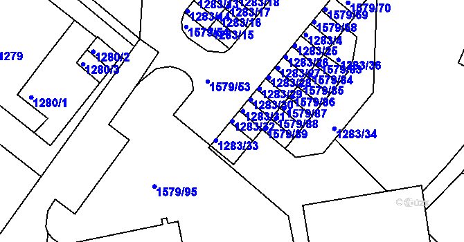 Parcela st. 1283/32 v KÚ Rochlice u Liberce, Katastrální mapa