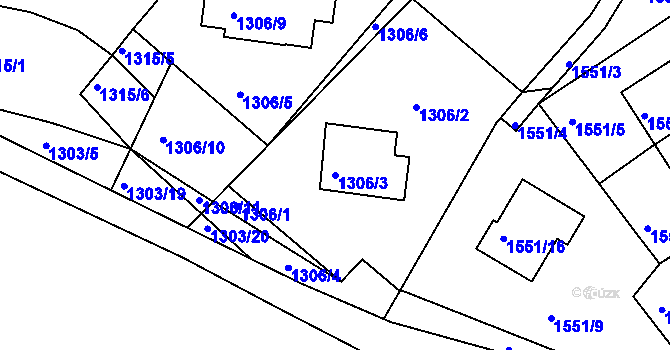 Parcela st. 1306/3 v KÚ Rochlice u Liberce, Katastrální mapa