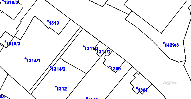 Parcela st. 1311/2 v KÚ Rochlice u Liberce, Katastrální mapa