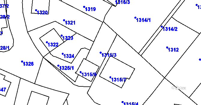 Parcela st. 1315/3 v KÚ Rochlice u Liberce, Katastrální mapa
