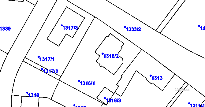 Parcela st. 1316/2 v KÚ Rochlice u Liberce, Katastrální mapa