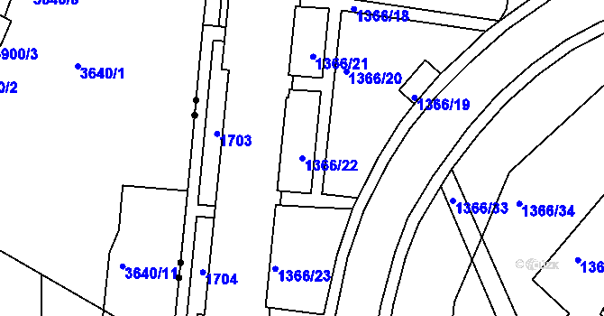 Parcela st. 1366/22 v KÚ Rochlice u Liberce, Katastrální mapa