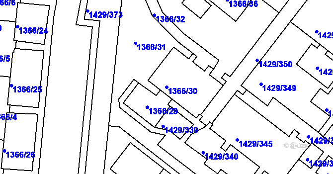 Parcela st. 1366/30 v KÚ Rochlice u Liberce, Katastrální mapa
