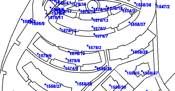 Parcela st. 1578/2 v KÚ Rochlice u Liberce, Katastrální mapa