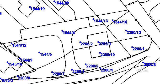 Parcela st. 2200/2 v KÚ Rochlice u Liberce, Katastrální mapa