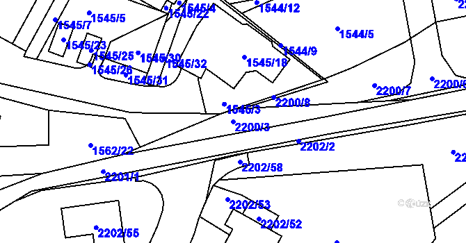 Parcela st. 2200/3 v KÚ Rochlice u Liberce, Katastrální mapa