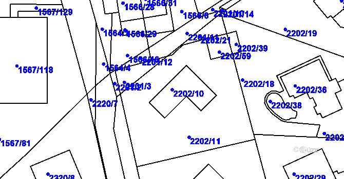 Parcela st. 2202/10 v KÚ Rochlice u Liberce, Katastrální mapa