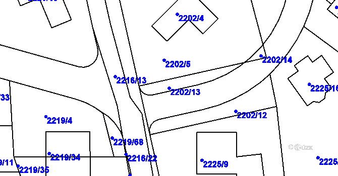 Parcela st. 2202/13 v KÚ Rochlice u Liberce, Katastrální mapa