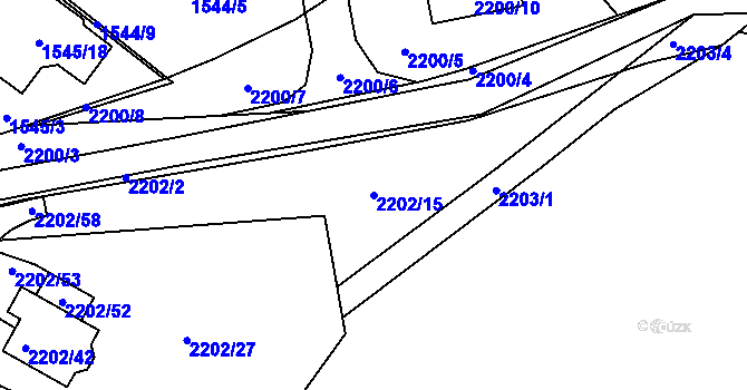 Parcela st. 2202/15 v KÚ Rochlice u Liberce, Katastrální mapa