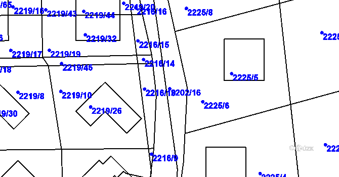 Parcela st. 2202/16 v KÚ Rochlice u Liberce, Katastrální mapa