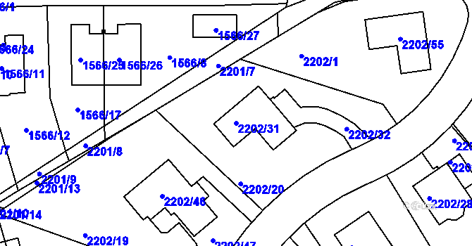 Parcela st. 2202/31 v KÚ Rochlice u Liberce, Katastrální mapa