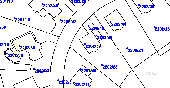 Parcela st. 2202/35 v KÚ Rochlice u Liberce, Katastrální mapa