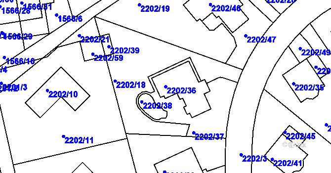 Parcela st. 2202/36 v KÚ Rochlice u Liberce, Katastrální mapa