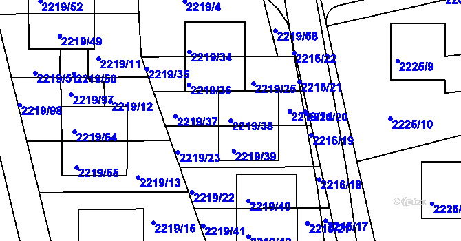 Parcela st. 2219/38 v KÚ Rochlice u Liberce, Katastrální mapa
