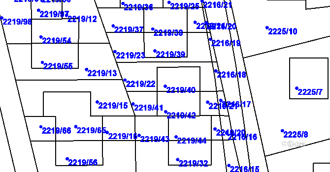 Parcela st. 2219/40 v KÚ Rochlice u Liberce, Katastrální mapa