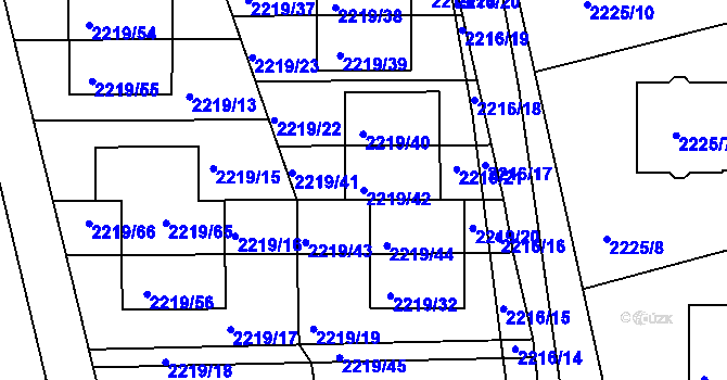 Parcela st. 2219/42 v KÚ Rochlice u Liberce, Katastrální mapa