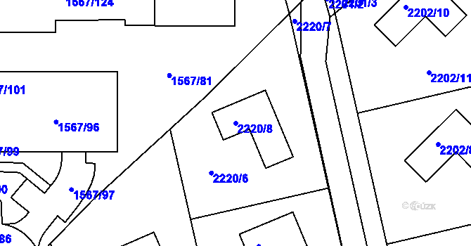 Parcela st. 2220/8 v KÚ Rochlice u Liberce, Katastrální mapa