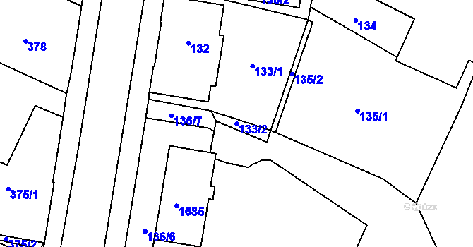 Parcela st. 133/2 v KÚ Rochlice u Liberce, Katastrální mapa