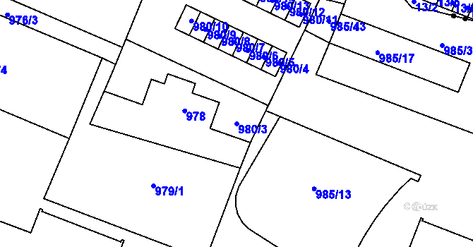 Parcela st. 980/3 v KÚ Rochlice u Liberce, Katastrální mapa