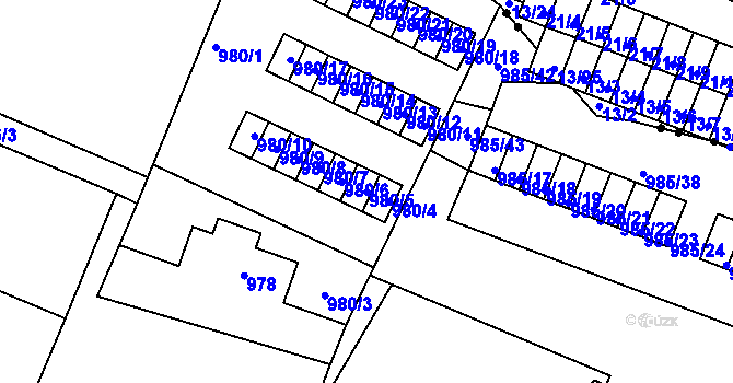 Parcela st. 980/5 v KÚ Rochlice u Liberce, Katastrální mapa