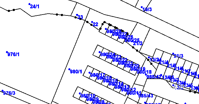 Parcela st. 980/24 v KÚ Rochlice u Liberce, Katastrální mapa