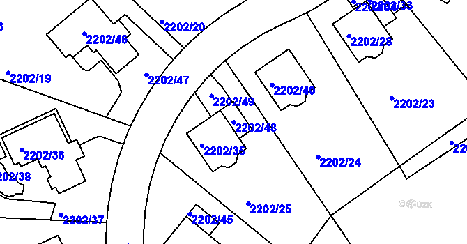 Parcela st. 2202/48 v KÚ Rochlice u Liberce, Katastrální mapa