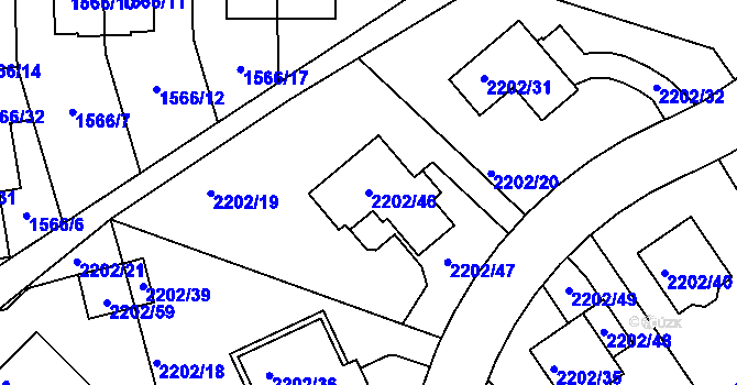 Parcela st. 2202/46 v KÚ Rochlice u Liberce, Katastrální mapa