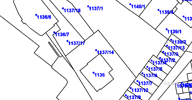 Parcela st. 1137/14 v KÚ Rochlice u Liberce, Katastrální mapa