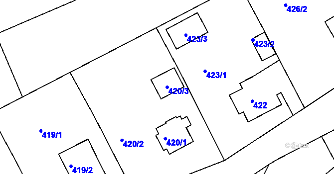Parcela st. 420/3 v KÚ Rochlice u Liberce, Katastrální mapa
