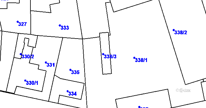 Parcela st. 338/3 v KÚ Rochlice u Liberce, Katastrální mapa