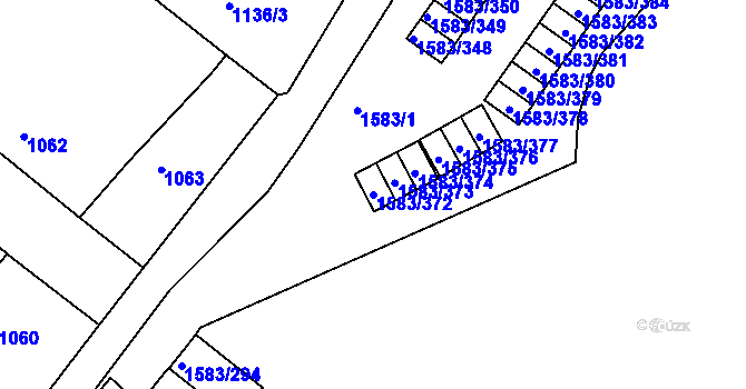 Parcela st. 1583/372 v KÚ Rochlice u Liberce, Katastrální mapa